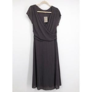 VELVET Eggplant Wrap Bodice Wool Silk Knit Dress